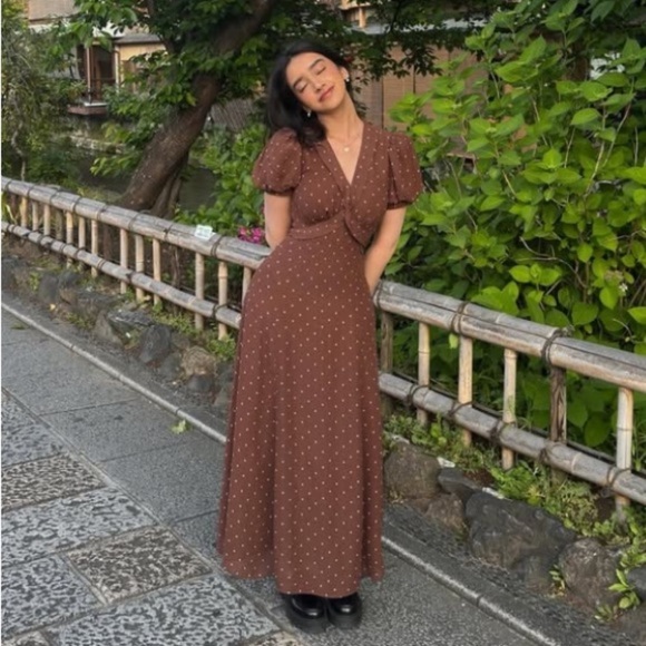 NWT Reformation x Devon Lee Carlson Michelle Polka Dot Midi Dress Kiss Dot